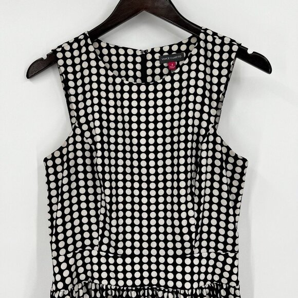 Vince Camuto Black & White Polka Dot Sleeveless Dress Size 4 - Picture 3 of 5